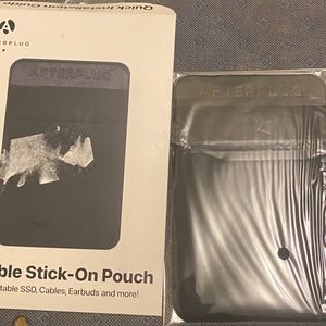 Afterplug portable stick on pouch